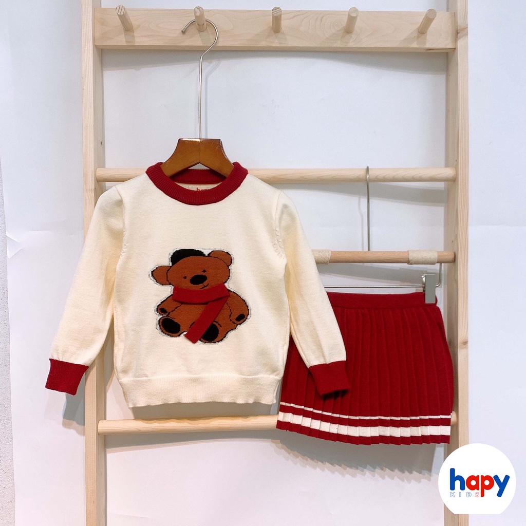 Bộ len bé gái kèm chân váy thiết kế 2021, Cho bé từ 1-6 tuổi  thương hiệu Hapykids BL14