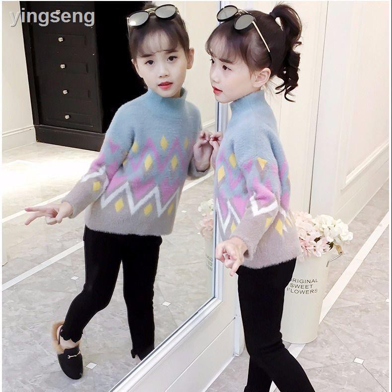 Áo Sweater Lông Chồn Chui Đầu Phong Cách Hàn Quốc 2020 Cho Bé Gái