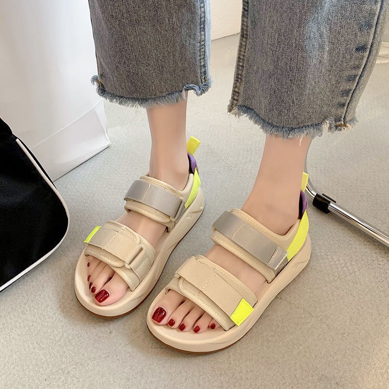 Sandal nữ 2 quai ngang phong cách Hàn Quốc- 3 màu đen kem trắng
