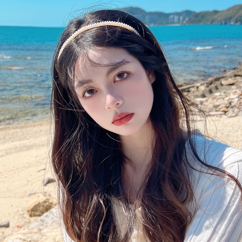 Băng Đô Cài Tóc Đính Hoa Màu Xanh Dương Thời Trang Hàn Quốc Xinh Xắn Cho Nữ