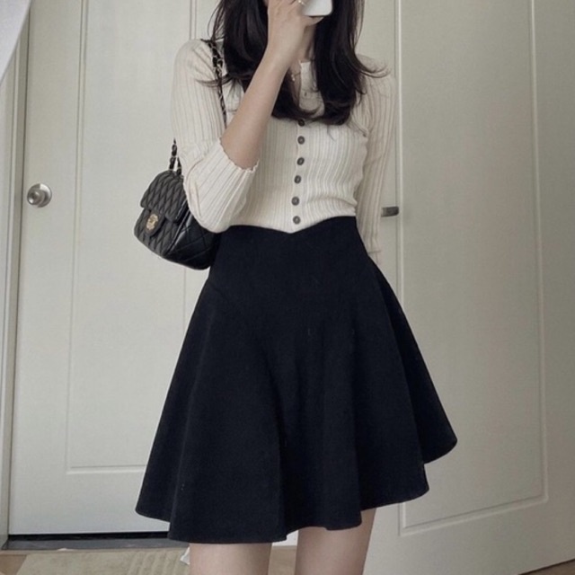 (ảnh +video thật)Chân váy xoè nhung tăm cạp cao, Chân váy chữ a ngắn kèm lót quần Linzstore | BigBuy360 - bigbuy360.vn