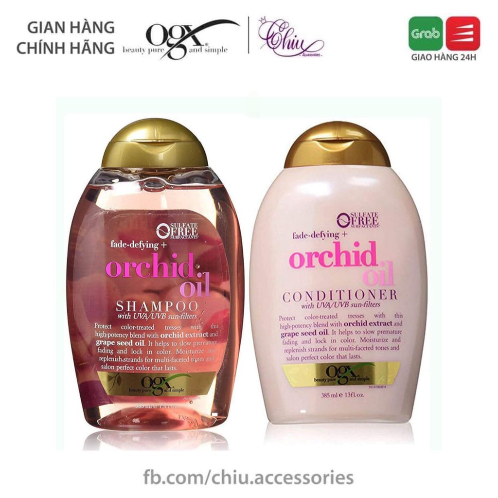 Bộ dầu Gội và Xả tinh chất hoa lan Orchid Oil OGX giữ màu dành cho tóc nhuộm (385ml)
