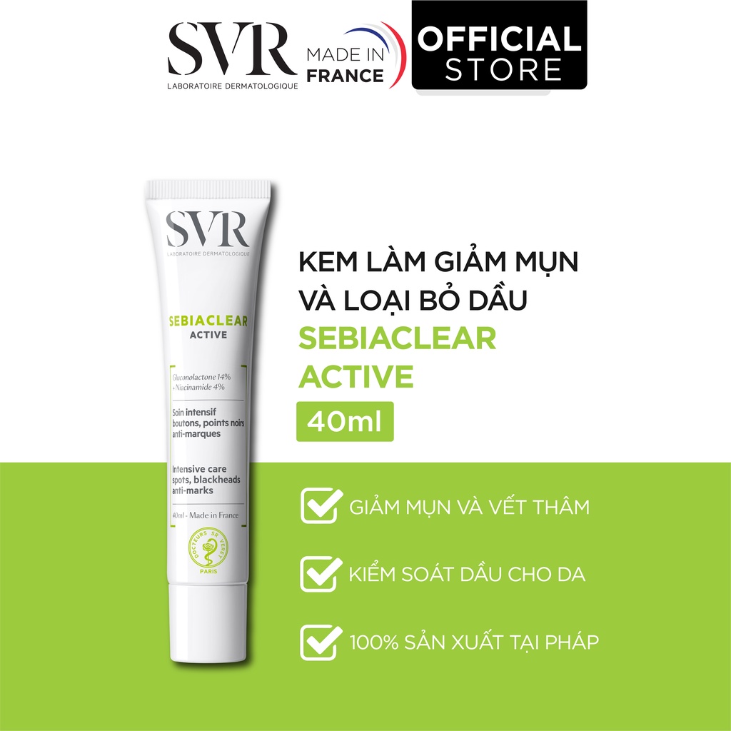 Kem làm giảm mụn và giúp loại bỏ dầu SVR SEBIACLEAR Active 40ml