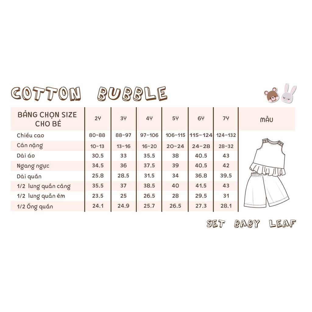 Bộ bé gái cotton bubble Baby Leaf Ecobambi