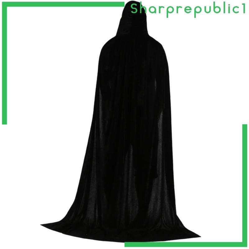 Áo choàng nhung đen dáng dài 150cm có mũ trùm dùng để hóa trang Halloween
