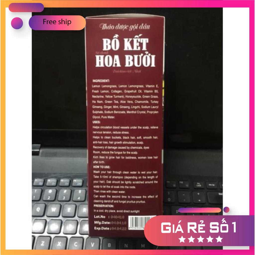 Dầu gội thảo dược bồ kết hoa bưởi chiết xuất từ thiên nhiên, ngăn rụng tóc và nhanh mọc tóc hàng Việt Nam chất lượng