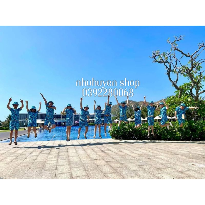 (TOP BÁN CHẠY) Bộ XANH VẸT đi biển có nón big size  team - bộ hoa quả, trái cây big size- chuyên sỉ lẻ - nhuhuyen shop