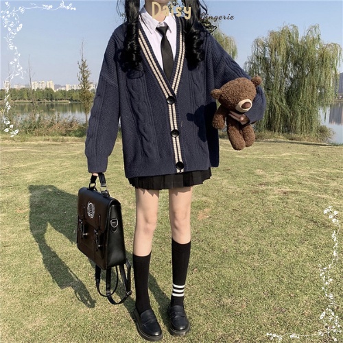 [ SP Tốt, Hỏa Tốc] Áo Khoác Cardigan Len Học Sinh Áo Len Dáng Dài Form Rộng Phong Cách Hàn Quốc - Mã AOL001
