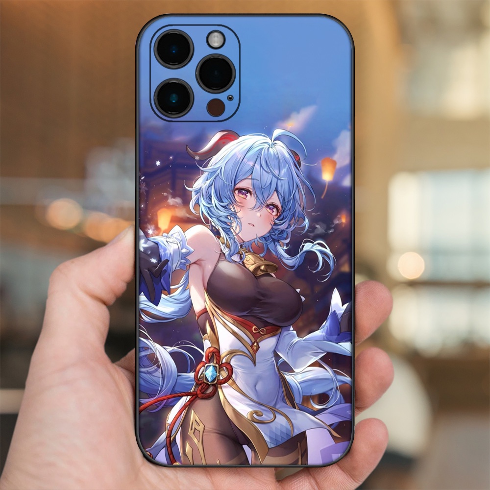 Ốp lưng iPhone 12 Pro Max dẻo đen cạnh vuông in hình Ganyu Genshin Impact