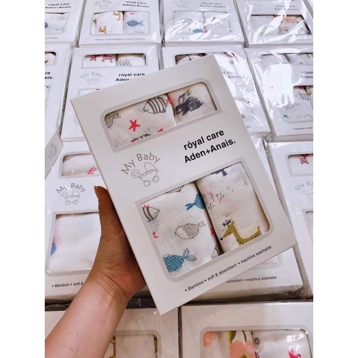 [RẺ VÔ ĐỊCH] Hộp/Set 2 khăn đa năng sợi tre lụa Aden Anais xuất Anh