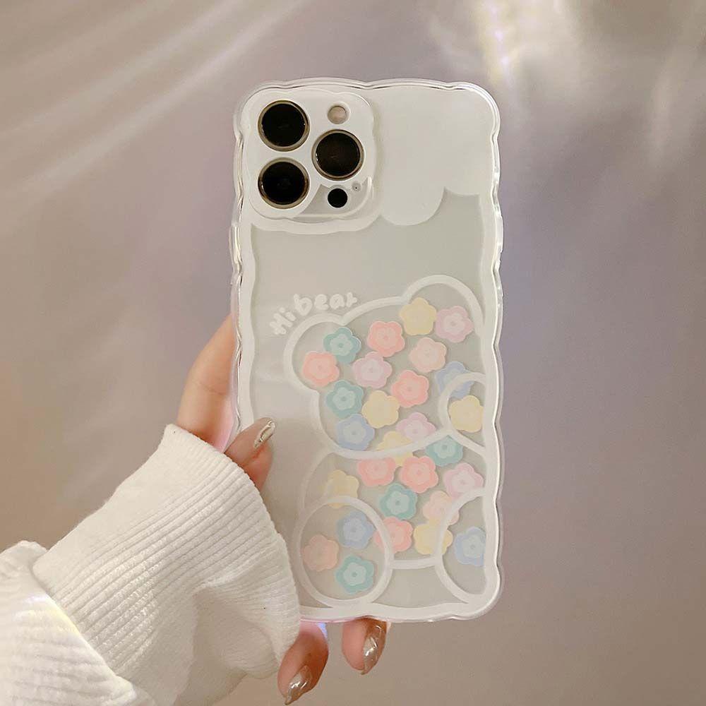 Ốp Điện Thoại Dẻo Trong Suốt Siêu Mỏng Họa Tiết Hoạt Hình Gấu / Hoa Xinh Xắn Cho iPhone 13 Mini