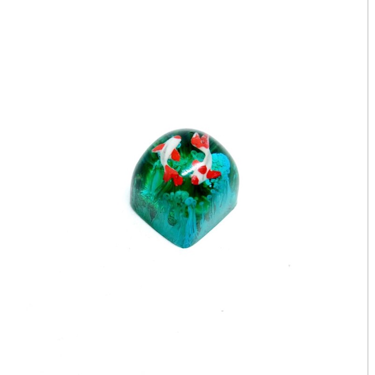 Keycap resin cá koi mini profile DOM tone lá trang trí bàn phím cơ gaming