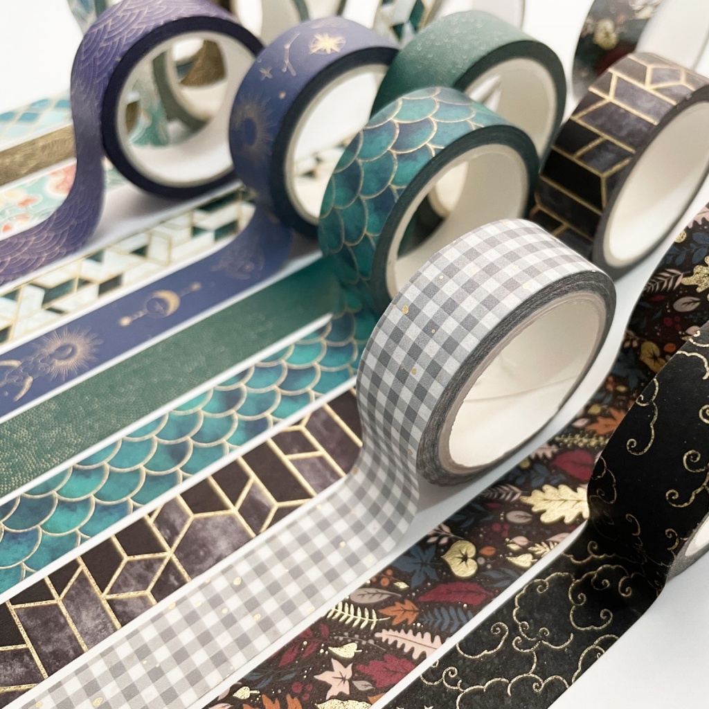 Băng keo giấy washi 1.5mm x 7m trang trí sổ lưu niệm phong cách vintage