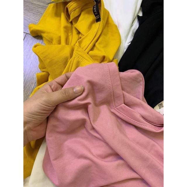 Áo thun cổ tim có túi cotton giấy vải đẹp mát