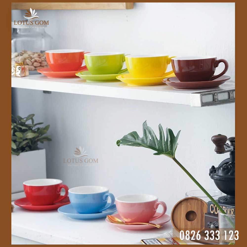 Ly Cafe Capuchino Bầu Bĩnh Kèm Đĩa Kê - 250ml