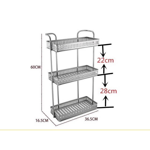 Kệ 3 tầng hình chữ nhật hợp kim sơn tĩnh điện trắng