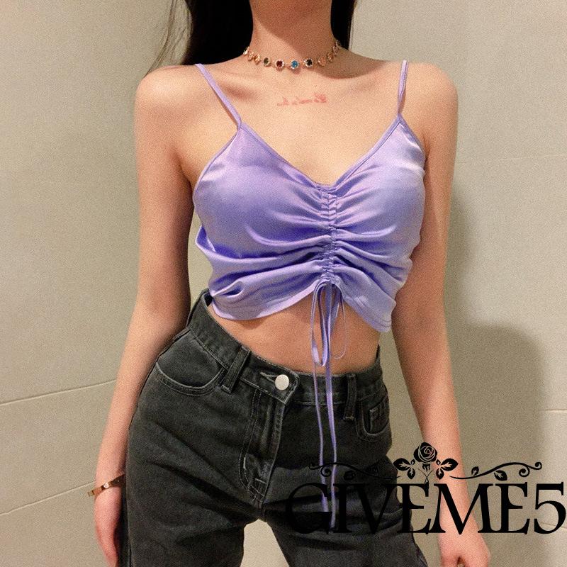 Áo Lửng Hai Dây Rút Dây Thời Trang Quyến Rũ Dành Cho Nữ