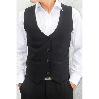 Áo gile nam ôm body màu đen