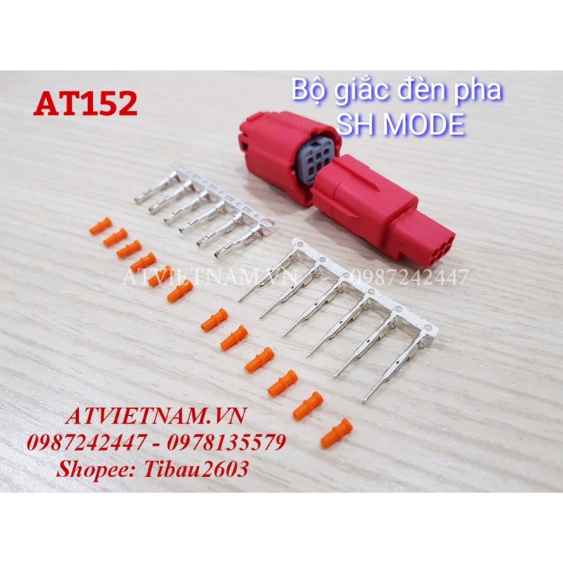 Bộ Giắc đèn pha xe SH MODE 6 lỗ 6P - AT152 ( 1 bộ)