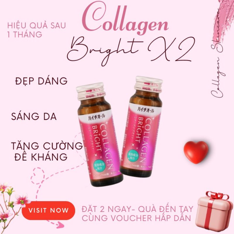 Nước uống trắng da collagen Bright X2 công nghệ Nhật Bản (hộp 10 chai)