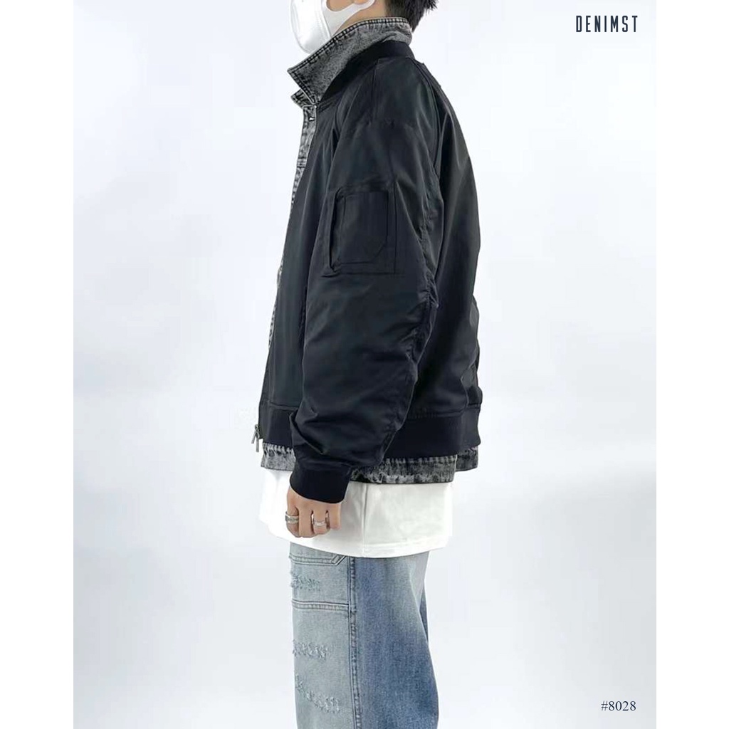 Áo khoác nam DENIMST 8028, áo bomber gió phối denim siêu cá tính