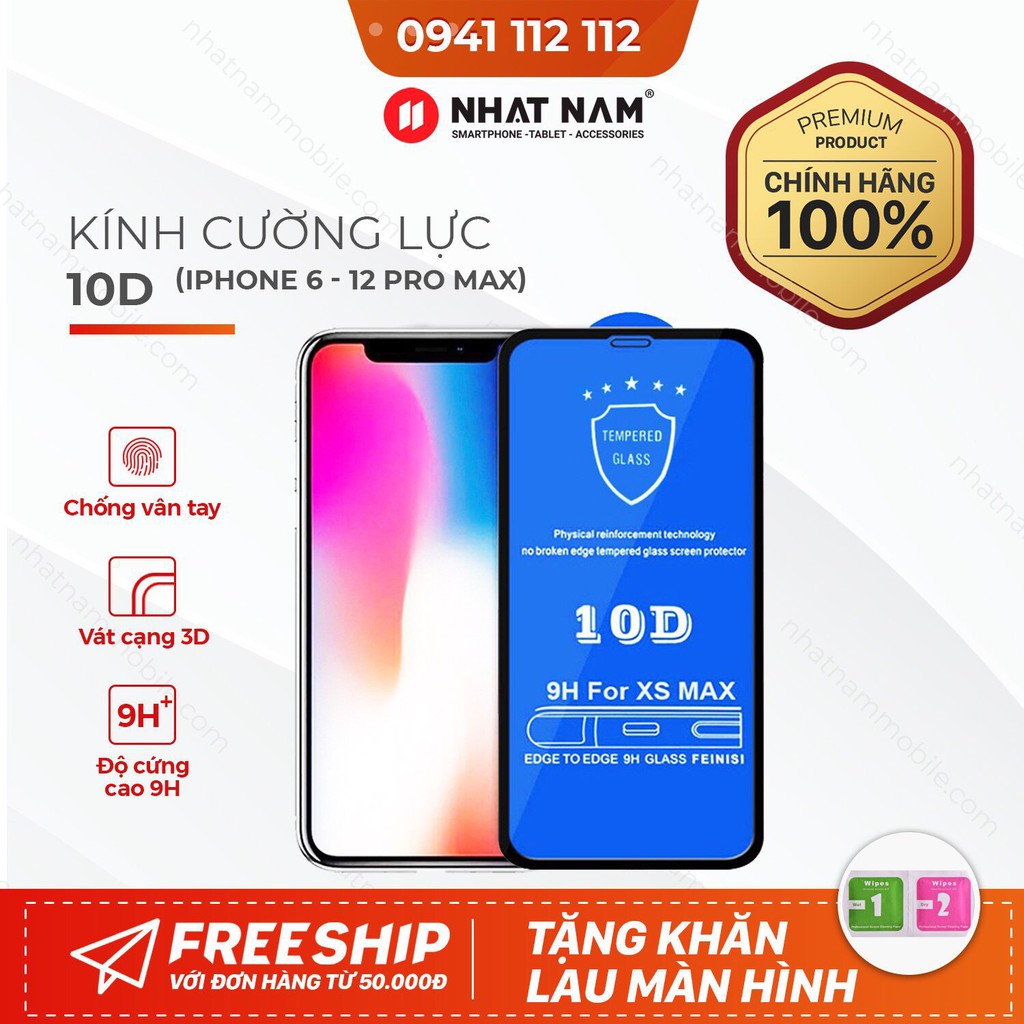 Kính Cường Lực iPhone 9D Full Màn Từ 6 Đến iPhone X- Siêu Bền- Siêu Cứng