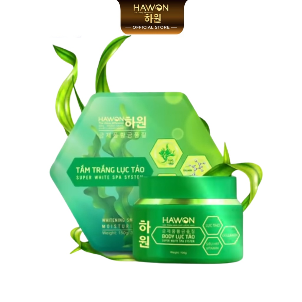 Tắm Trắng Lục Tảo Nâng Tông Trắng Da Tức Thì Super White HAWON - 150g