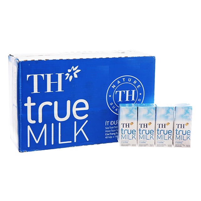 Sữa Tươi Tiệt Trùng TH True Milk Ít Đường - 180ml x 48 hộp ( Giá bán trừ khuyến mãi )