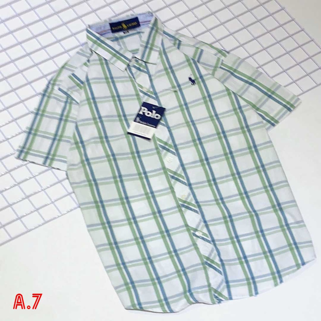 Áo sơ mi tay ngắn xọc carô Polo size Cồ xuất khẩu thời trang cho bé trai 2022 siêu hot