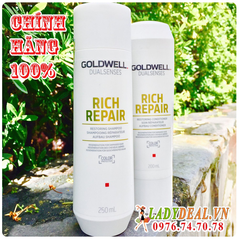 Gội Xả Goldwell rich repair phục hồi tóc hư tổn 200ml + 250ml