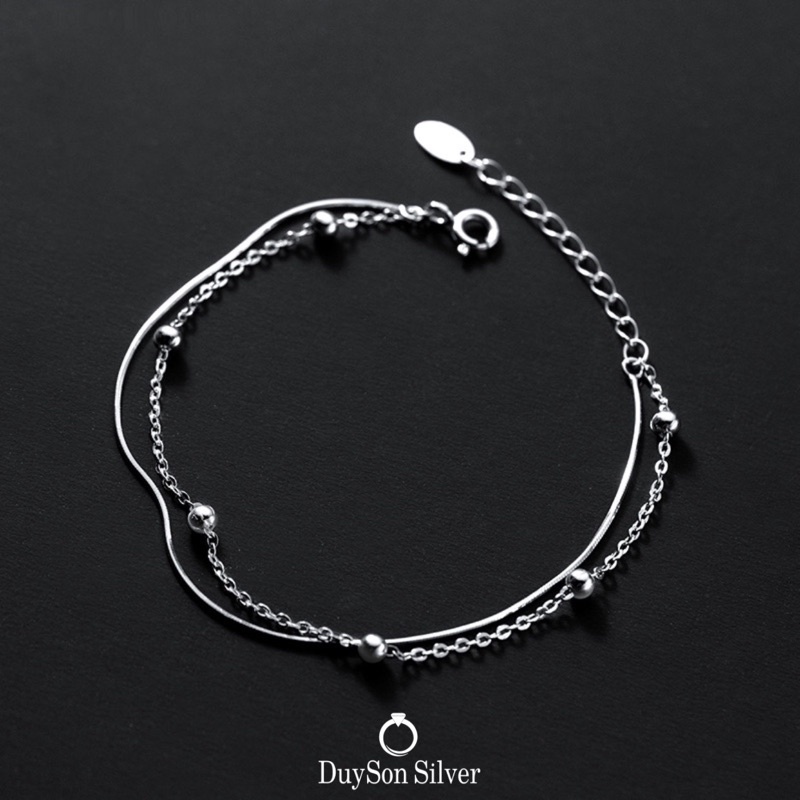Lắc tay bạc nữ tinh tế DUYSON SILVER vòng tay bạc Ý 925 mạ vàng trắng dây kép đơn giản Basic cá tính [LTXK7]