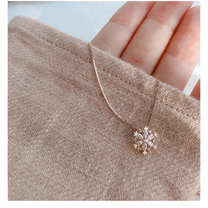 S925 Silver Necklace with Snowflakes and Stones 2022 Fashion for Women