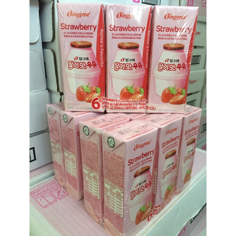 Sữa dâu Binggrae Hàn Quốc ( lốc 6 hộp x 200ml) | BigBuy360 - bigbuy360.vn