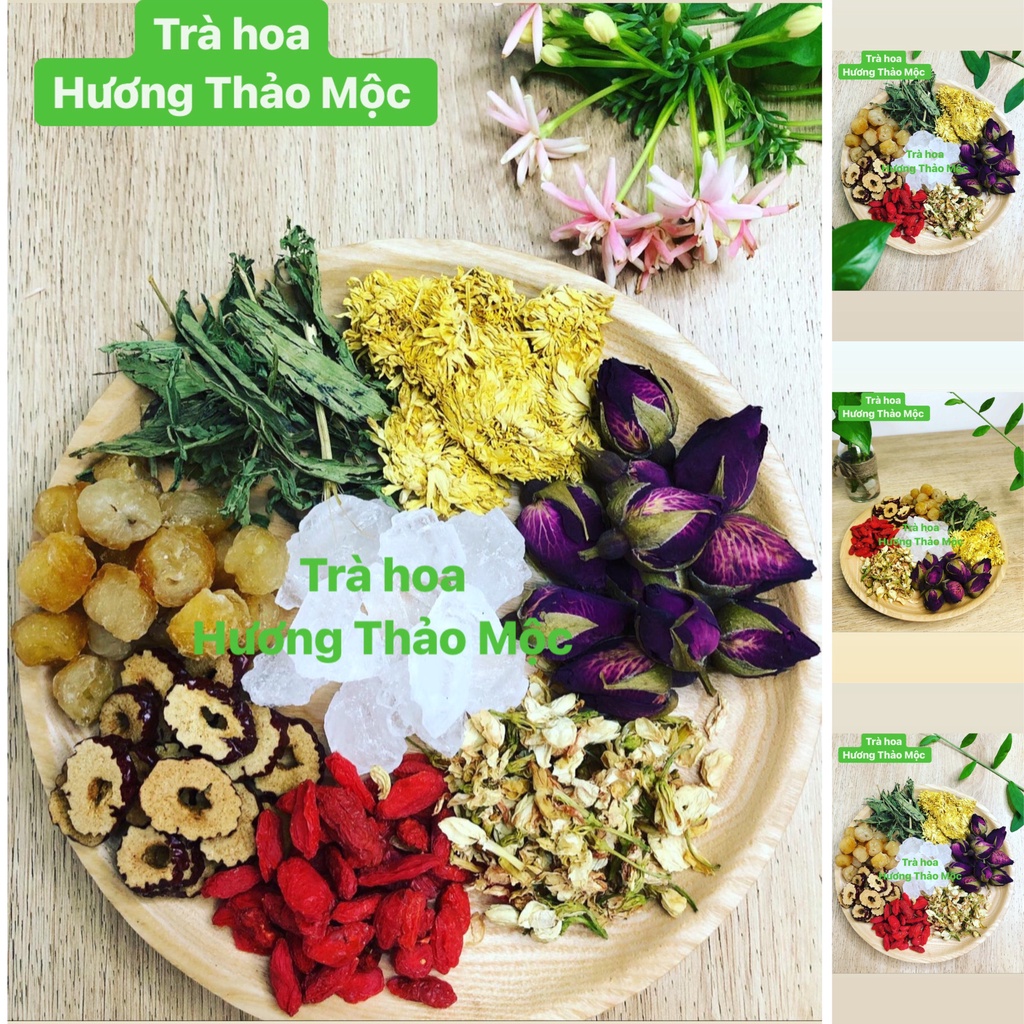 Trà Dưỡng Nhan 7 Vị Thảo Mộc (Gồm: Hoàng Cúc, Nụ Hồng, Long Nhãn, Kỷ tử, Táo Đỏ, Hoa Nhài, Cỏ Ngọt)