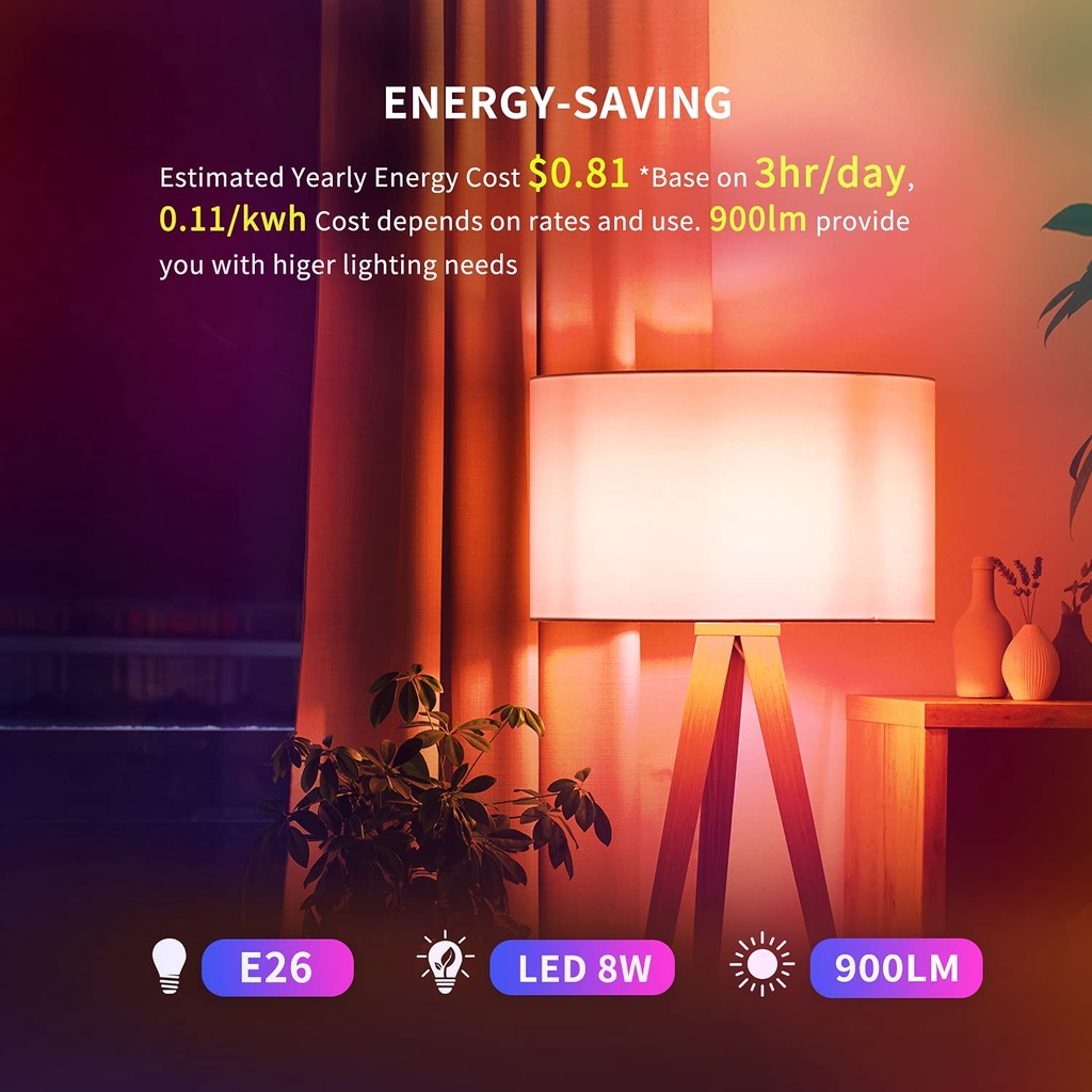 Xiaomi Youpin Bóng Đèn LED WiFi Thông Minh W3 60W 900LM CRI &gt; 80 Màu &amp; Google Home Razer Chroma A19 RGBW