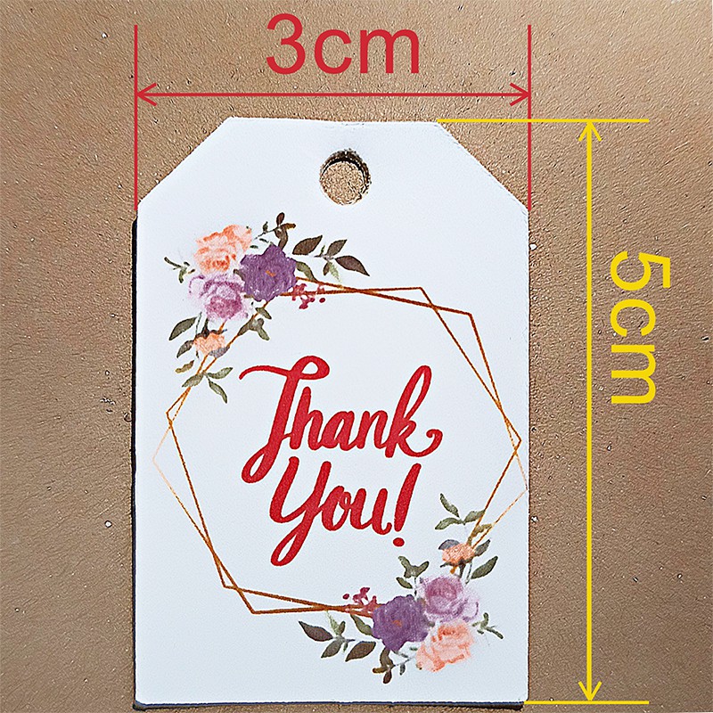 Set 100 thẻ giấy Tag Thank You trang trí gói quà cho tiệc cưới, cho Shop bán hàng Online siêu Xinh (Mẫu lấy ngẫu nhiên)