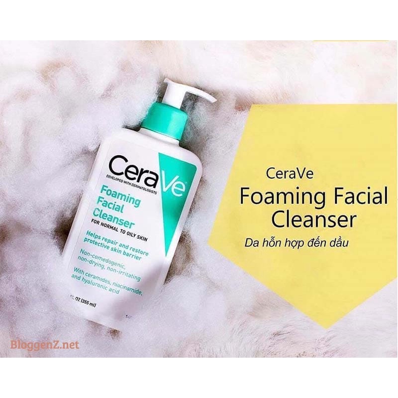 Sữa rửa mặt cerave foaming facial cleanser cho da dầu mụn nhạy cảm 473ml