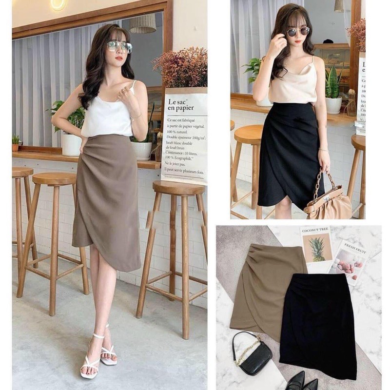 [Mã FAGREAT55 giảm tới 50K đơn 250K] Chân váy vạt chồng