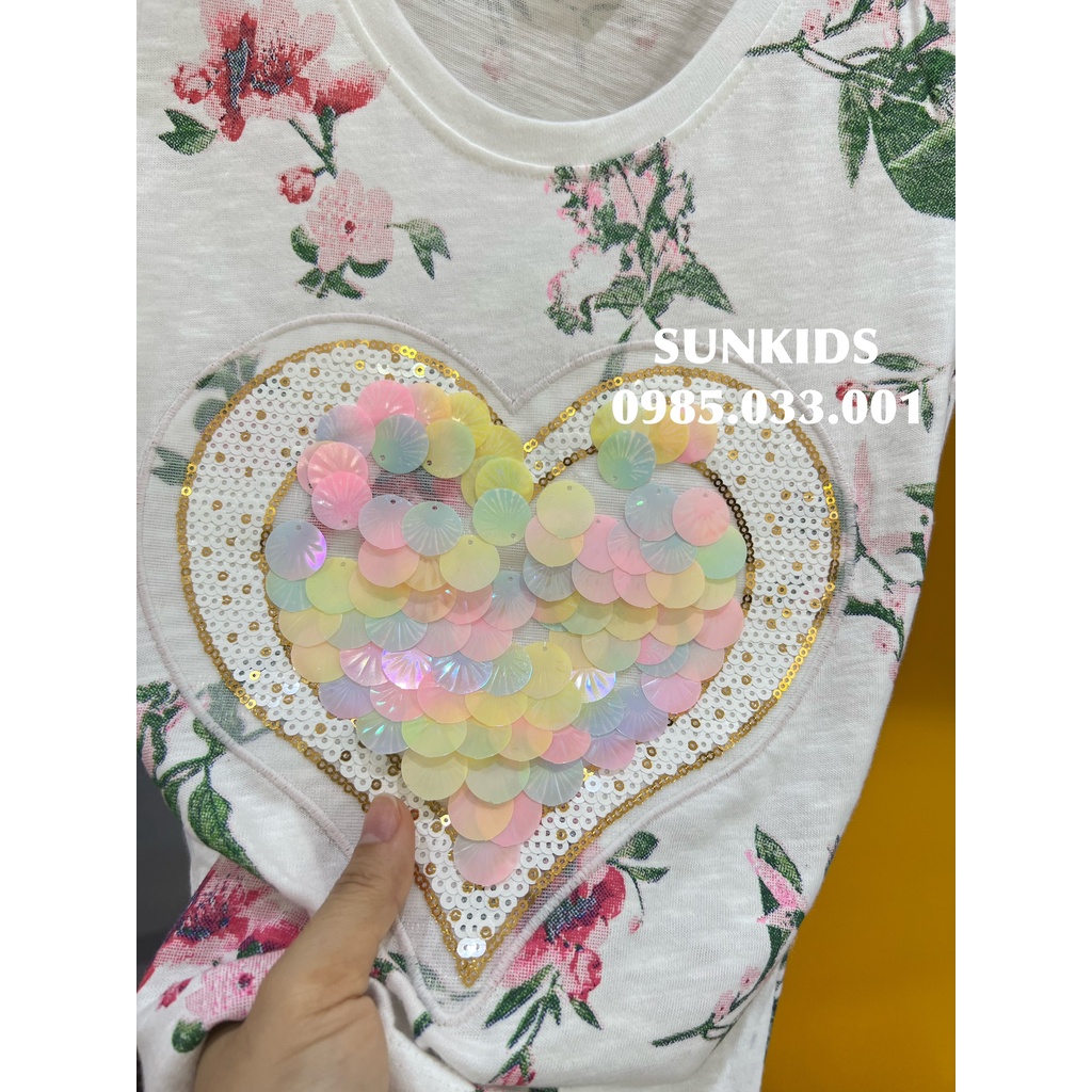 Áo cotton kim sa Trái tim Trắng hoa