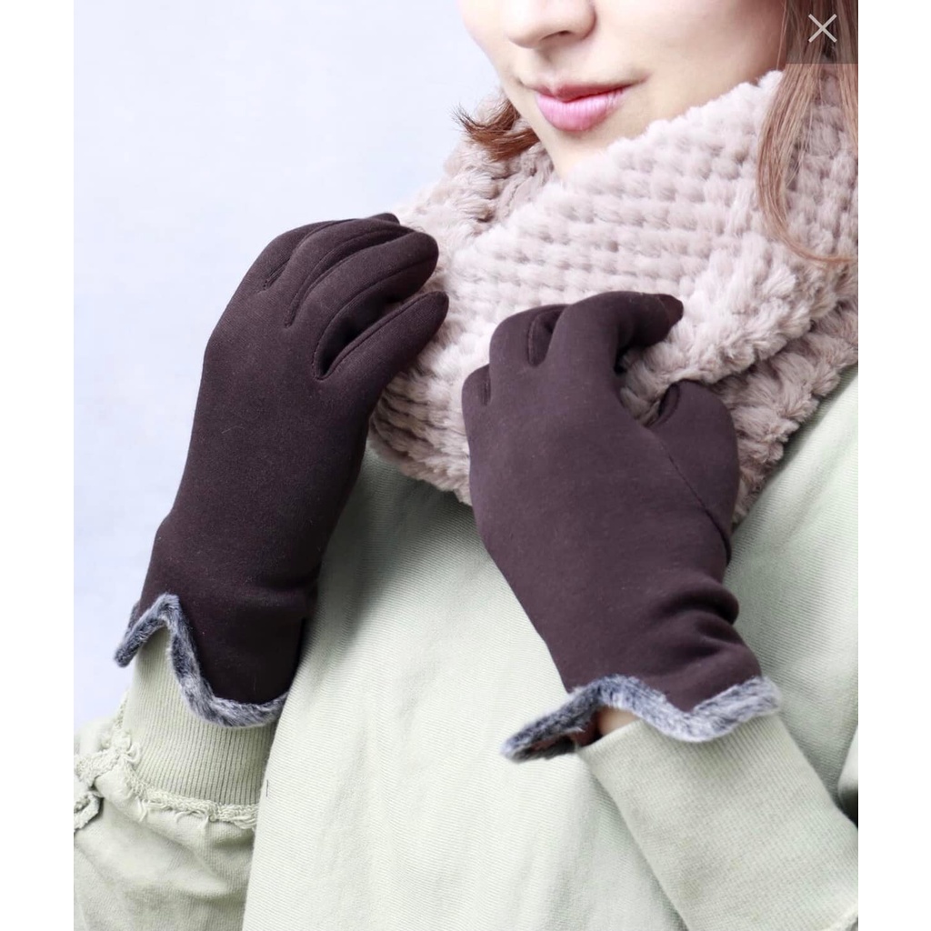 Găng tay siêu ấm mùa đông chất nỉ và có lông bên trong dùng được điện thoại cảm ứng nội địa Nhật Bản