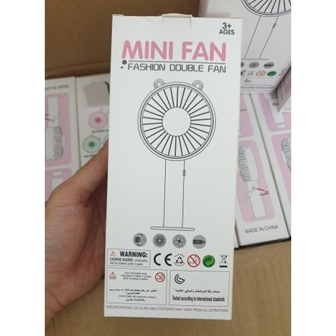 [HOT]  Quạt Mini KÈM Chân Đứng Pin 3h + SẠC + PIN - gấu/mèo/thỏ