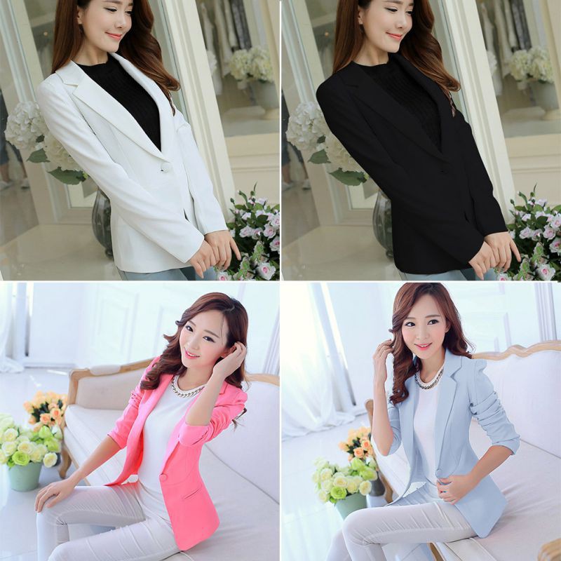 Áo vest tay dài màu trơn phong cách công sở thanh lịch cho nữ | BigBuy360 - bigbuy360.vn