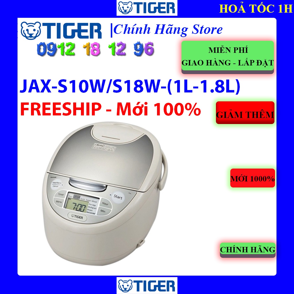 [Mã ELHAMS5 giảm 6% đơn 300K] Nồi cơm điện Tiger JAX-S10W 1 lít - Tiger JAX-S18W 1.8 lít - Chính hãng - Nhật Bản