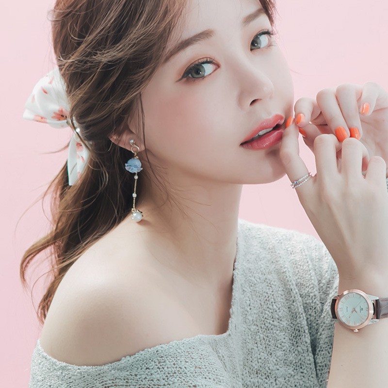 Bông tai nữ hoa hồng khô tòn ten, phiên bản Hàn Quốc