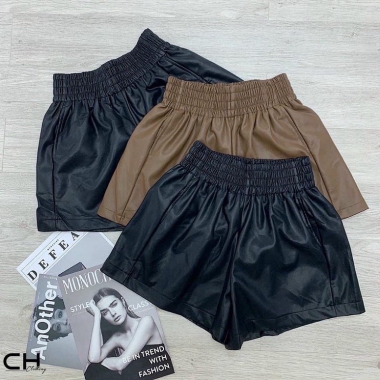 Quần SOOC nữ short da cạp chun dáng phồng nhẹ nhàng tôn dáng ONE UNISEX
