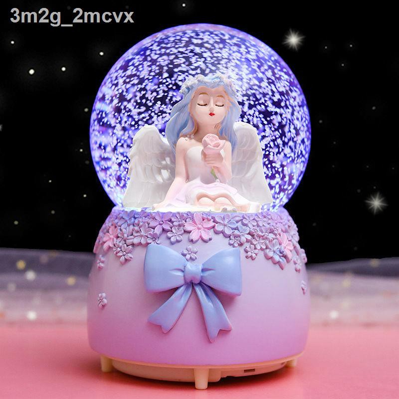 ✠☃Quả cầu pha lê rơi tuyết tự động Hộp nhạc Bông Quà tặng sinh nhật cho bé gái Cô Công chúa trẻ em Đặc biệt