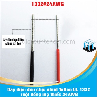 1 MÉT Dây điện đơn chịu nhiệt Teflon UL 1332 ruột đồng mạ thiếc 24AWG
