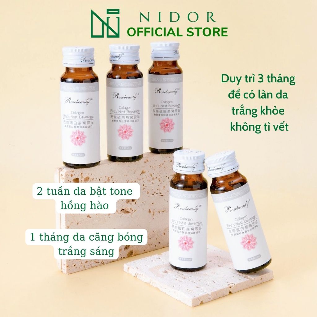 Nước uống Collagen Yến Rosebeauty - Trắng da, mờ thâm - Chậm quá trình lão hoá