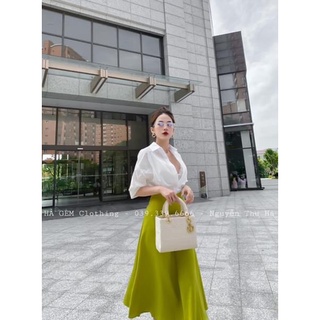 SET ÁO SƠ MI THÔ HÀN CHÂN VÁY LỤA ĐUÔI CÁ HOT HIT