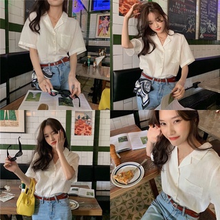 Áo sơ mi đũi cổ vest cộc tay basic 4 màu